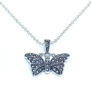Sterling Silver Marcasite Butterfly Necklace